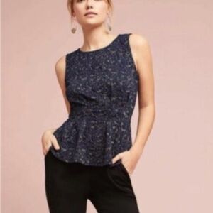 Eva Franco Anthropologie Jacquard Peplum Top